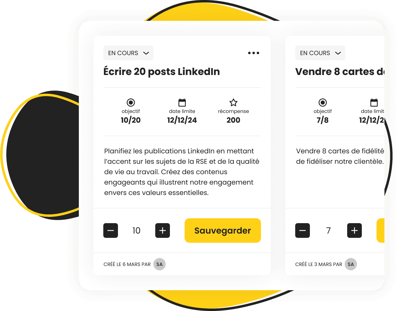 Créez et suivez les objectifs de vos équipes