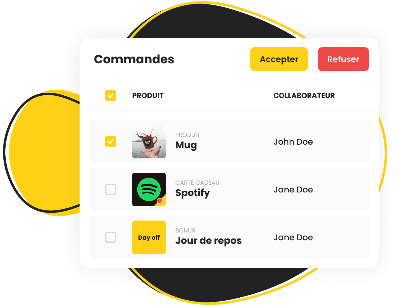 Suivez les commandes